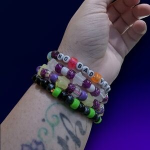 Colorful Beaded Kandi Bracelets Set (4)
